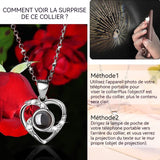 Boîte à cadeaux rose Collier Femme Je t'aime en 100 langues Collier de projection Fleur éternelle Boîte à Pomme Cadeau de Noël