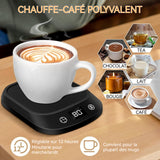 Dessous de verre 120x146mm 4 vitesses de réglage de la température affichage LED arrêt automatique après 8 heures verre chauffant