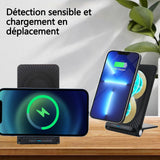 Chargeur sans Fil pliable avec ventilateur de refroidissement support de téléphone portable multifonction léger et portable noir