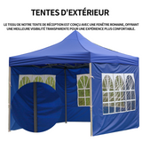 Tente d'extérieur en tissu Oxford 210D fenêtre romaine 6x2M imperméable et imperméable et pliable tissu Oxford transparent bleu