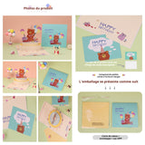 arte de voeux 15x15cm cartoon bear birthday cake three-dimensional paper sculpture gift blessing message postcard carte postale