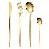 ouverts de table 1 Set 4 pcs Service de table en acier inoxydable 304 de vaisselle en or service de table réutilisable couvert