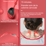 Masseur cervical 3 niveaux de chauffage 15 niveaux d'intensité protège-cou à compresse chaude massage par impulsions EMS rouge
