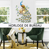Horloge murale 75x65 cm epaisseur 15 mm ou plus matériau de la plaque en aluminium métallique forme de paon pointeur numéro horloge
