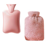 Bouillotte eau chaude 2 L 31 x 19 cm Fourrure de lapin Retient la chaleur pendant 3 à 5 heures Imperméable Bouillotte avec housse