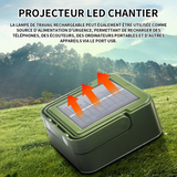 Projecteur LED 2400mAh projecteur LED chantier avec panneau solaire 4 mode d'éclairage idéal pour camping travail garage atelier