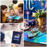 Cartes de vœux 16x21cm carte 3D motif bateau bleu pour anniversaire lumières et musique enveloppe et carte cadeau le cadeau idéal