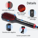 Brosse lissante 80W 100V-240V Brosse lissante infrarouge pour cheveux 30 secondes de chauffage Conception anti-brûlure Fer à lisser