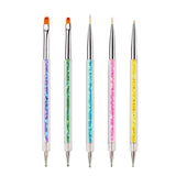 Pinceaux en détail à ongles 5 pièces stylo nail art pour le dessin au trait peinture et pointillé double embouts pinceaux ongle