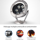 Lumière piscine 9W lumière sous-marine lampe de piscine acier inoxydable projecteur coloré eclairage de fontaine eclairage piscine