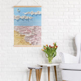 Peinture à l'huile de paysage   Huile sur toile   Vagues de mer  Lune  Bois massif  Parchemin  Décoration de salon   40cm*50cm