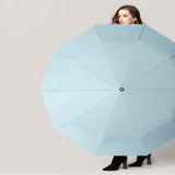 Parapluie noir en caoutchouc Parapluie automatique à grand os Parapluie à trois volets Parasol Protection UV Parapluie pliant