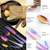 ouverts de table ensemble de 24 pièces vaisselle en acier inoxydable ensemble couteau steak fourchette et cuillère cadeaux de noël