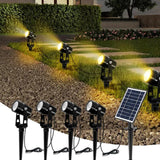 Projecteur de pelouse solaire à LED pliant lampe enfichable d'herbe de jardin extérieur extérieur un glisser quatre lumière chaude