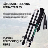 Batons de randonnée 125cm bâton de trekking pliable télescopique fibre bâtons de trekking rétractables canne de marche pliable vert