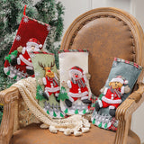 Sacs à bonbons pour bas de Noël  20*30cm 4pcs   Motif de dessin animé  Sac cadeau de Noël   Convient à la décoration de Noël