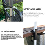 Support de parasol maximale la taille 4.8cm support parasol clip parasol universelle de parasol pour parasol plage pêche terrasse