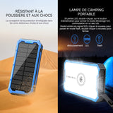 Batterie externe 368000mah 5w chargeur solaire portable chargement sans fil avec 4 usb sorties et 2 entrée avec lumière de camping