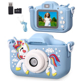 Appareil photo enfant 96Mpx carte 128Go lecteur de cartes double caméra avant et arrière enregistrement vidéo divers filtres bleu