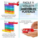 Pilulier 13 cm 28 compartiments pour 7 jours Matériau sans BPA Quatre périodes par jour Facile à identifier et à ranger efficacement
