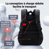 Sac à dos 47x35x19cm cartable enfant Cartable garçon léger grande capacité multi-compartiments fermeture éclair lisse noir mode