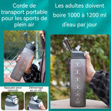Gourde 1000 ml grande capacité facile à transporter matériau sûr étanche réutilisable adapté au fitness noir bouteille de sport