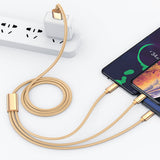 Câble de chargement trois-en-un adapté au câble de données de chargement rapide pour téléphone portable Android de type C