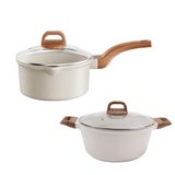 Batterie de cuisine 1.7kg Moulage de précision monobloc simple et beau fond épaissi, facile à nettoyer poêle antiadhésive blanc