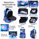 artable à roulettes 46x30x21cm 6roulettes imperméable sac dos et trolley poulie silencieuse grand espace de rangement sac à dos