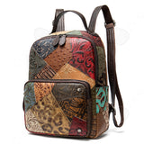 C Sac à dos en PU 24x10,5x32cm pour hommes et femmes colorblock sac de voyage avec poignée sac à dos décoratif sac d'ordinateur