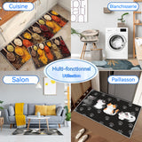 Tapis de Cuisine Antidérapant Tapis de Cuisine Devant Evier Anti salissures 40 x 60cm + 40 x 120cm Résistant à la poussière Tapis