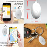 Prévention des pertes par bluetooth blanc Portée sans fil de 20m Pendentif d'alarme en ABS pour porte-clés, détecteur bidirectionnel