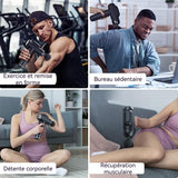 Massage musculaire 2600mah 99 vitesses manche allongé de 16 cm 8 accessoires différents avec écran lcd apaise les muscles noir