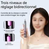 Ponceuse pour Ongles 500mah 5W 3 vitesses Livré avec 12 têtes de meulage Portable à domicile Haute vitesse et faible bruit gris