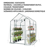 Serre de jardin 3 étages 143x143 x195cm pratique tente maison des fleurs vert blanc tente serre PVC tente maison des fleurs PE