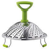 Panier vapeur 9 pouces acier en inoxydable avec poignée pliable compatible bateau à vapeur pour cuisson légumes et aliments