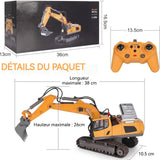 Voiture télécommandée 1:20 11 chaînes signal 2,4g 30 mètres matériau en alliage contrôle multi-site chargement USB d'excavatrice