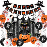 Ensemble de ballons imprimés pour Halloween, araignée, citrouille, drapeau à tirer, gaze, décoration de fête, ballon fantôme