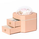 Ensemble boite cadeau 11.5x11.5x14cm conception à double couche rose eternelle boîte à bijoux pour filles ranger bagues collier