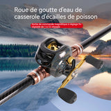 Moulinet de pêche rapport de vitesse 7,2:1 système de freinage magnétique à 10 vitesses moulinet pêche roue en alliage d'aluminium