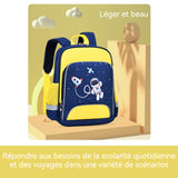Sac à dos 34x27x10cm cartable enfant léger grande capacité multi-compartiments sac à dos dessin animé design léger joli jaune