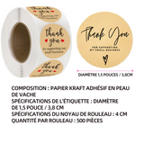 Thank you sticker 3.8cm calibre autocollants ronds auto-adhésifs 500 pcs pour fête anniversaire business emballage cadeau enveloppe