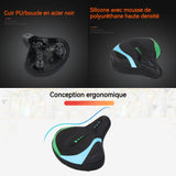 Selle de vélo 1020g Coussin en mousse haute densité absorbant les chocs Cuir PU ergonomique selle de vélo ultra confortable