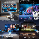Vidéoprojecteur de formes de football 4k HD wifi6 200ansi 8000lux rotation à 360 degrés machine de projection mini-projecteur