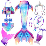 Queue de sirène 84cm longueur de la jupe queue de sirène maillots de bain filles avec parure de bijoux accessoires et perruques