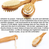 Brosse Dos Douche Double Face Soies Naturelles Bambou Manche Long avec Cordon Nettoyage Profond Exfoliation Douce Massage Corporel