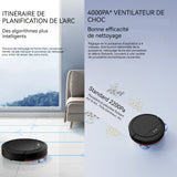 Robot aspirateur 4000pa 6000mah 4 niveaux de réglage Wi-Fi aspirateur robot avec 335ml boîte à poussière et 100ml réservoir d'eau