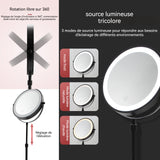 Miroir grossissant 10x rechargeable pivotant à 360 degrés miroir maquillage lumineux LED contrôle tactile réglage de l'ascenseur