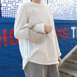Nouveau sac en cuir chaîne rides boulette sac en cuir véritable aisselle tissé sac à la mode Messenger croissant sac femmes