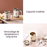 Mug isotherme en acier inoxydable 400ml 8x8x11cm avec couvercle paille cuillère tasses à café double couche mug isotherme cafe